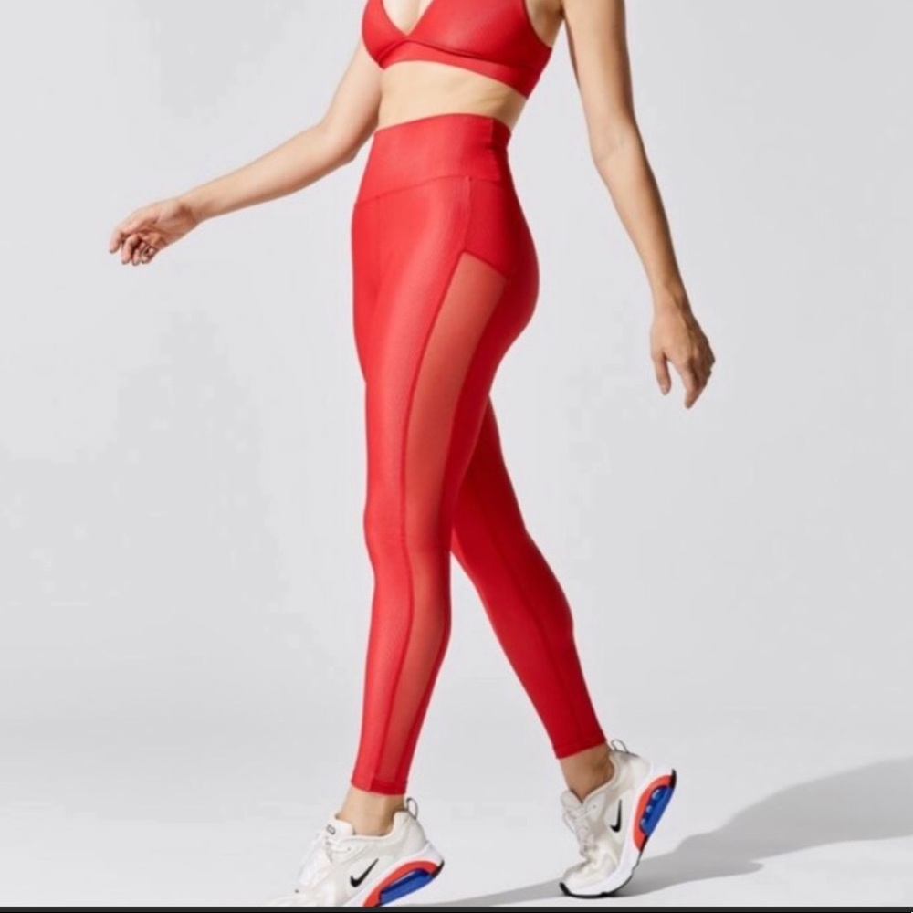 Beach Riot Lola Red Rib Leggings size Large